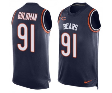 Men's Chicago Bears #91 Eddie Goldman Navy Blue Hot Pressing Player Name & Number Nike NFL Tank Top Jersey