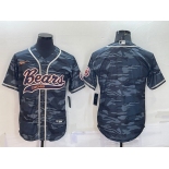 Men's Chicago Bears Blank Grey Camo With Patch Cool Base Stitched Baseball Jersey