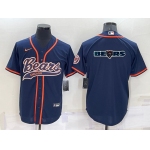 Men's Chicago Bears Navy Team Big Logo With Patch Cool Base Stitched Baseball Jersey