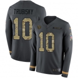 Nike Bears #10 Mitchell Trubisky Anthracite Salute to Service Men's Stitched NFL Limited Therma Long Sleeve Jersey