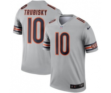 Nike Chicago Bears 10 Mitchell Trubisky Silver Inverted Legend Jersey