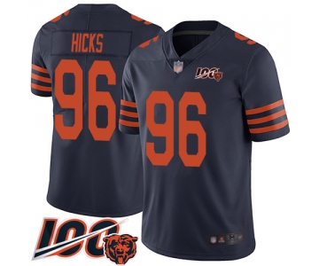 Nike Chicago Bears Men's #96 Akiem Hicks Navy Blue 100th Season Color Rush Vapor Untouchable Limited Jersey
