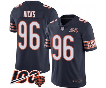 Nike Chicago Bears Men's #96 Akiem Hicks Navy Blue Home 100th Season Limited Jersey