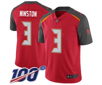 Buccaneers #3 Jameis Winston Red Team Color Men's Stitched Football 100th Season Vapor Limited Jersey