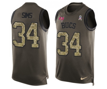 Men's Tampa Bay Buccaneers #34 Charles Sims Green Salute to Service Hot Pressing Player Name & Number Nike NFL Tank Top Jersey