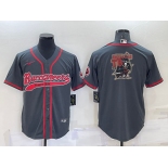 Men's Tampa Bay Buccaneers Grey Team Big Logo With Patch Cool Base Stitched Baseball Jersey