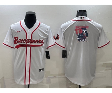 Men's Tampa Bay Buccaneers White Team Big Logo With Patch Cool Base Stitched Baseball Jersey