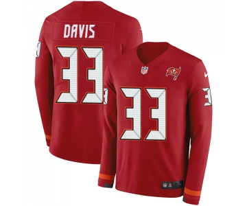 Nike Buccaneers #33 Carlton Davis Red Team Color Men's Stitched NFL Limited Therma Long Sleeve Jersey