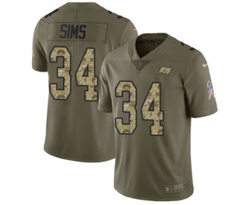 Nike Buccaneers #34 Charles Sims Olive Camo Men's Stitched NFL Limited 2017 Salute To Service Jersey