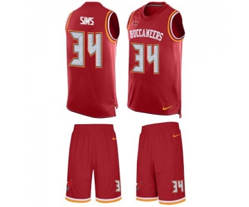 Nike Buccaneers #34 Charles Sims Red Team Color Men's Stitched NFL Limited Tank Top Suit Jersey