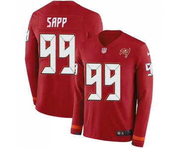 Nike Buccaneers #99 Warren Sapp Red Team Color Men's Stitched NFL Limited Therma Long Sleeve Jersey