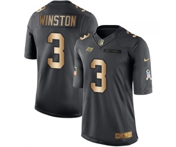 Nike Tampa Bay Buccaneers #3 Jameis Winston Black Men's Stitched NFL Limited Gold Salute To Service Jersey