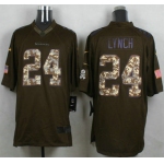 Men's Seattle Seahawks #24 Marshawn Lynch Green Salute to Service 2015 NFL Nike Limited Jersey