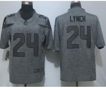 Men's Seattle Seahawks #24 Marshawn Lynch Nike Gray Gridiron 2015 NFL Gray Limited Jersey