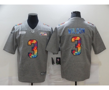 Men's Seattle Seahawks #3 Russell Wilson 2020 Grey Crucial Catch Limited Stitched NFL Jersey