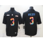 Men's Seattle Seahawks #3 Russell Wilson Multi-Color Black 2020 NFL Crucial Catch Vapor Untouchable Nike Limited Jersey