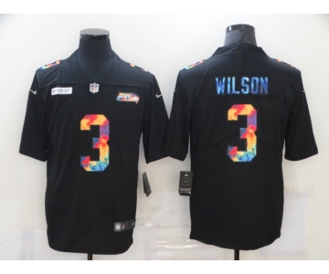 Men's Seattle Seahawks #3 Russell Wilson Multi-Color Black 2020 NFL Crucial Catch Vapor Untouchable Nike Limited Jersey