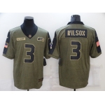 Men's Seattle Seahawks #3 Russell Wilson Nike Olive 2021 Salute To Service Limited Player Jersey