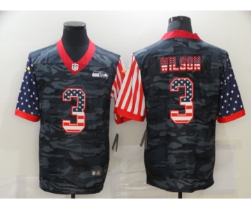 Men's Seattle Seahawks #3 Russell Wilson USA Camo 2020 Salute To Service Stitched NFL Nike Limited Jersey