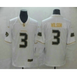 Men's Seattle Seahawks #3 Russell Wilson White 100th Season Golden Edition Jersey