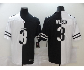 Men's Seattle Seahawks #3 Russell Wilson White Black Peaceful Coexisting 2020 Vapor Untouchable Stitched NFL Nike Limited Jersey