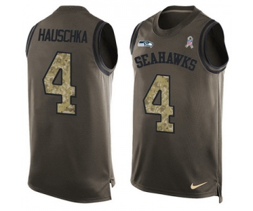 Men's Seattle Seahawks #4 Steven Hauschka Green Salute to Service Hot Pressing Player Name & Number Nike NFL Tank Top Jersey