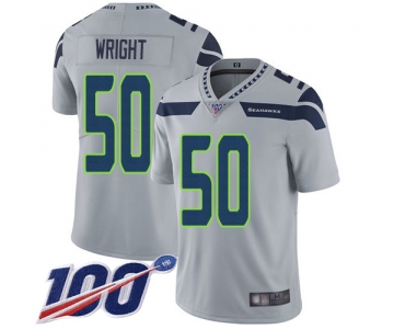 Men's Seattle Seahawks #50 K.J. Wright Grey Football Alternate Vapor Untouchable 100th Season Limited Jersey