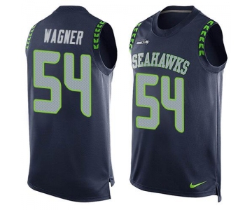Men's Seattle Seahawks #54 Bobby Wagner Navy Blue Hot Pressing Player Name & Number Nike NFL Tank Top Jersey