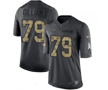 Men's Seattle Seahawks #79 Garry Gilliam Black Anthracite 2016 Salute To Service Stitched NFL Nike Limited Jersey