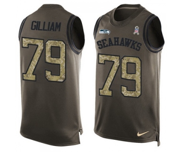 Men's Seattle Seahawks #79 Garry Gilliam Green Salute to Service Hot Pressing Player Name & Number Nike NFL Tank Top Jersey