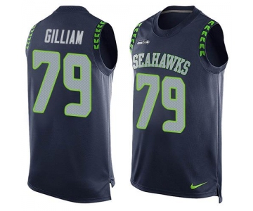 Men's Seattle Seahawks #79 Garry Gilliam Navy Blue Hot Pressing Player Name & Number Nike NFL Tank Top Jersey