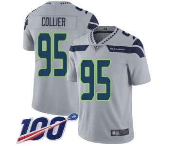 Nike Seahawks #95 L.J. Collier Grey Alternate Men's Stitched NFL 100th Season Vapor Limited Jersey