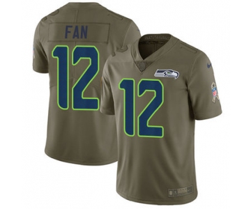 Nike Seattle Seahawks #12 Fan Olive Men's Stitched NFL Limited 2017 Salute to Service Jersey