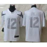 Nike Seattle Seahawks #12 Fan Platinum White Limited Jersey