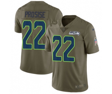 Nike Seattle Seahawks #22 C. J. Prosise Olive Men's Stitched NFL Limited 2017 Salute to Service Jersey