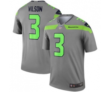 Nike Seattle Seahawks 3 Russell Wilson Gray Inverted Legend Jersey