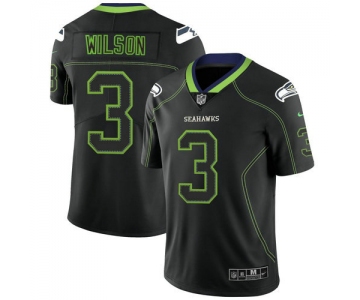 Nike Seattle Seahawks #3 Russell Wilson Lights Out Black Color Rush Limited Jersey