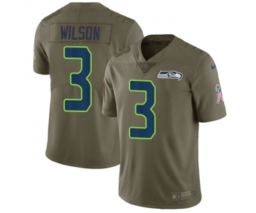 Nike Seattle Seahawks #3 Russell Wilson Olive Men's Stitched NFL Limited 2017 Salute to Service Jersey