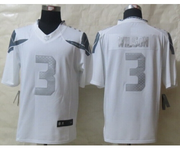 Nike Seattle Seahawks #3 Russell Wilson Platinum White Limited Jersey