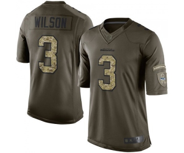 Seahawks #3 Russell Wilson Green Men's Stitched Football Limited 2015 Salute To Service Jersey