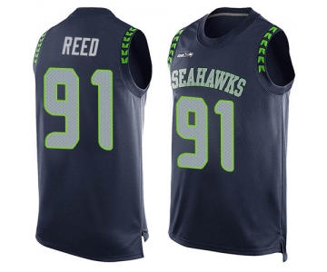 Seahawks #91 Jarran Reed Steel Blue Team Color Men's Stitched Football Limited Tank Top Jersey