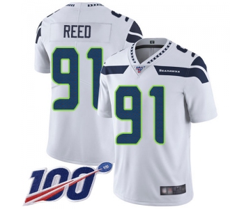 Seahawks #91 Jarran Reed White Men's Stitched Football 100th Season Vapor Limited Jersey