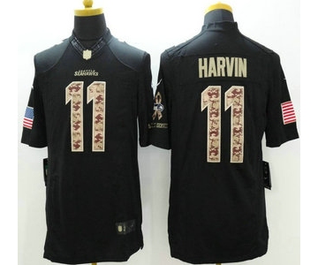 Seattle Seahawks #11 Percy Harvin Nike Salute to Service Nike Black Limited Jersey
