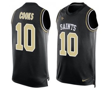 Men's New Orleans Saints #10 Brandin Cooks Black Hot Pressing Player Name & Number Nike NFL Tank Top Jersey