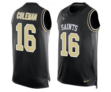 Men's New Orleans Saints #16 Brandon Coleman Black Hot Pressing Player Name & Number Nike NFL Tank Top Jersey