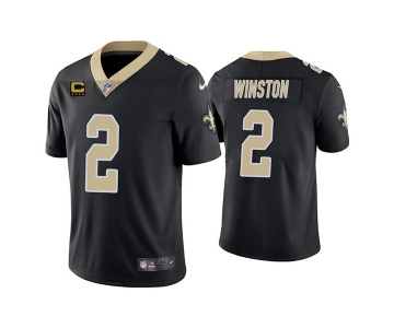 Men's New Orleans Saints 2022 #2 Jameis Winston Black With 4-star C Patch Vapor Untouchable Limited Stitched NFL Jersey