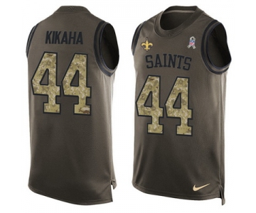 Men's New Orleans Saints #44 Hau'oli Kikaha Green Salute to Service Hot Pressing Player Name & Number Nike NFL Tank Top Jersey