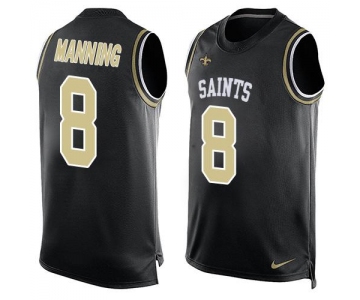 Men's New Orleans Saints #8 Archie Manning Black Hot Pressing Player Name & Number Nike NFL Tank Top Jersey