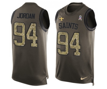 Men's New Orleans Saints #94 Cameron Jordan Green Salute to Service Hot Pressing Player Name & Number Nike NFL Tank Top Jersey