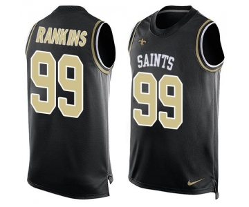Men's New Orleans Saints #99 Sheldon Rankins Black Hot Pressing Player Name & Number Nike NFL Tank Top Jersey